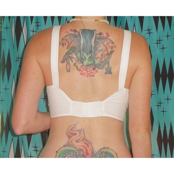 Vintage White Exquisite Form Bullet Bra 38 D circle stitch pointy bra pinup - Picture 7 of 7
